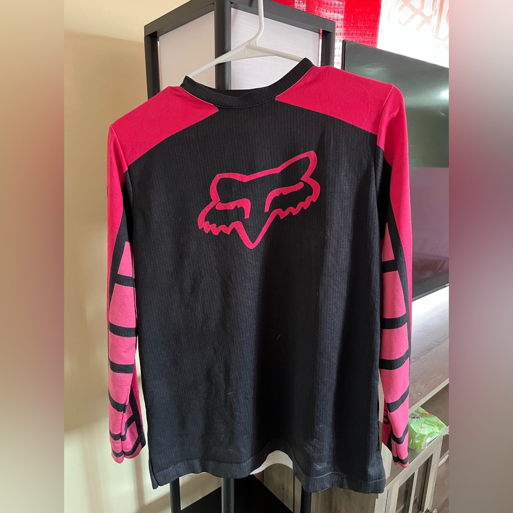 Fox Women Long Sleeve Black and Pink Tee